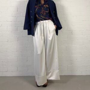 Cream satin pants