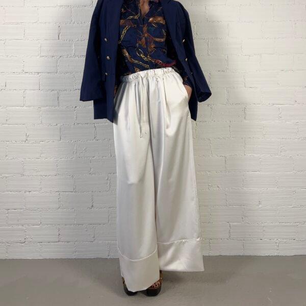 Cream satin pants