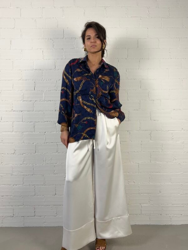 Blue baroque silk shirt