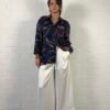 Blue baroque silk shirt