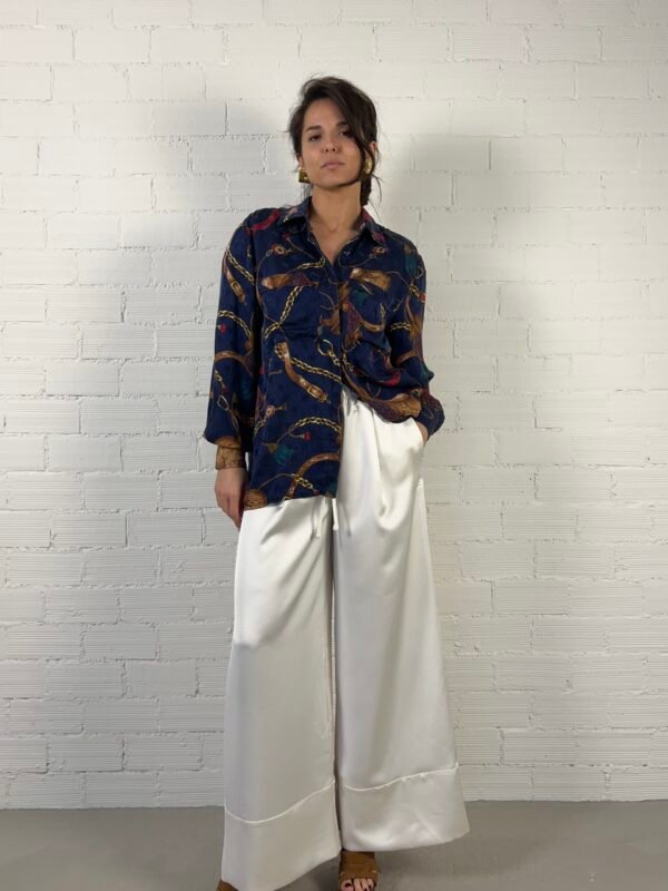 Blue baroque silk shirt