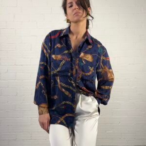 Blue baroque silk shirt