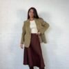 Satin bordeaux skirt