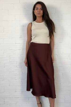 Satin bordeaux skirt