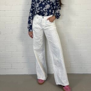 Guipure white jeans