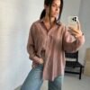 Dusty pink silk shirt