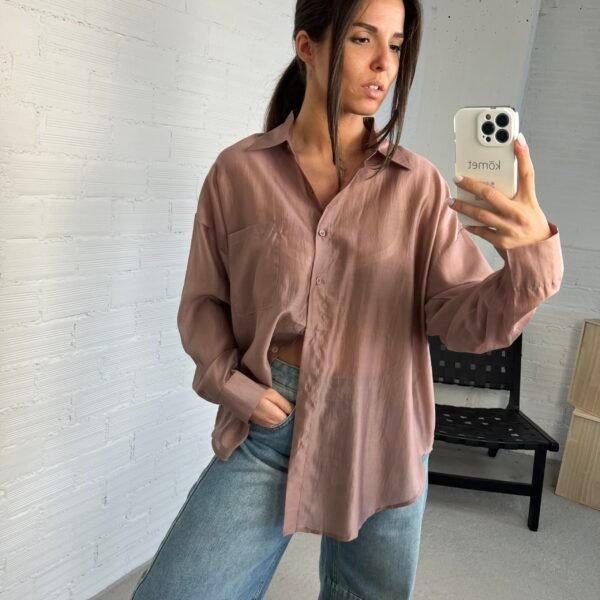 Dusty pink silk shirt