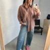 Dusty pink silk shirt