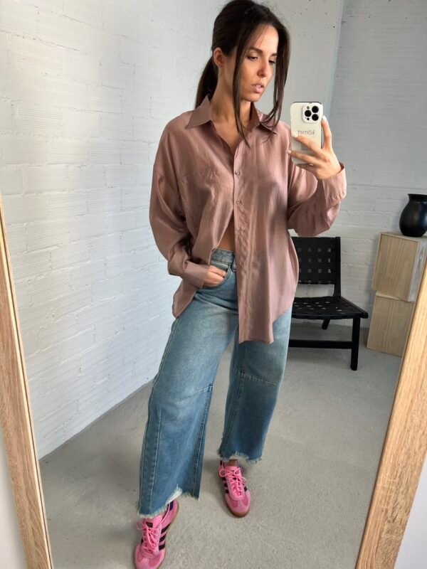 Dusty pink silk shirt