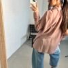 Dusty pink silk shirt