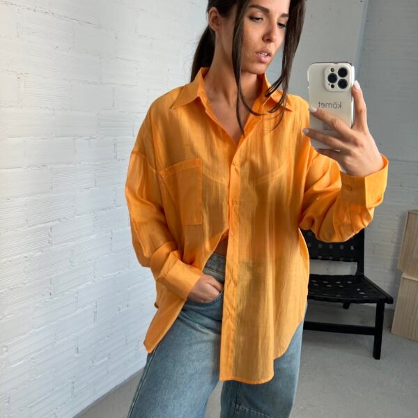 Orange silk shirt