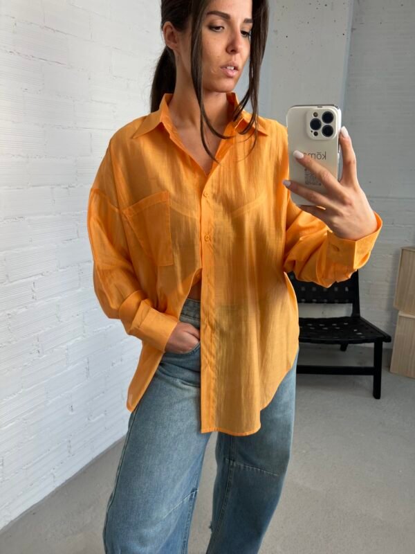 Orange silk shirt