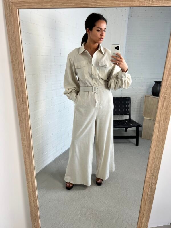 Linen cream jumpsuit