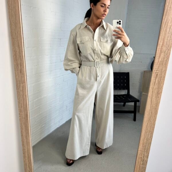Linen cream jumpsuit