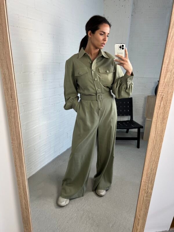 Linen khaki jumpsuit