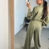 Linen khaki jumpsuit