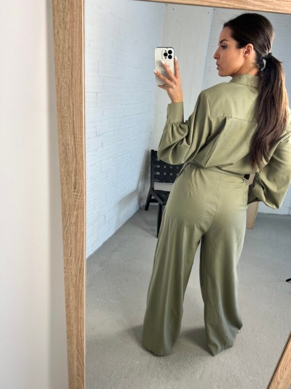 Linen khaki jumpsuit