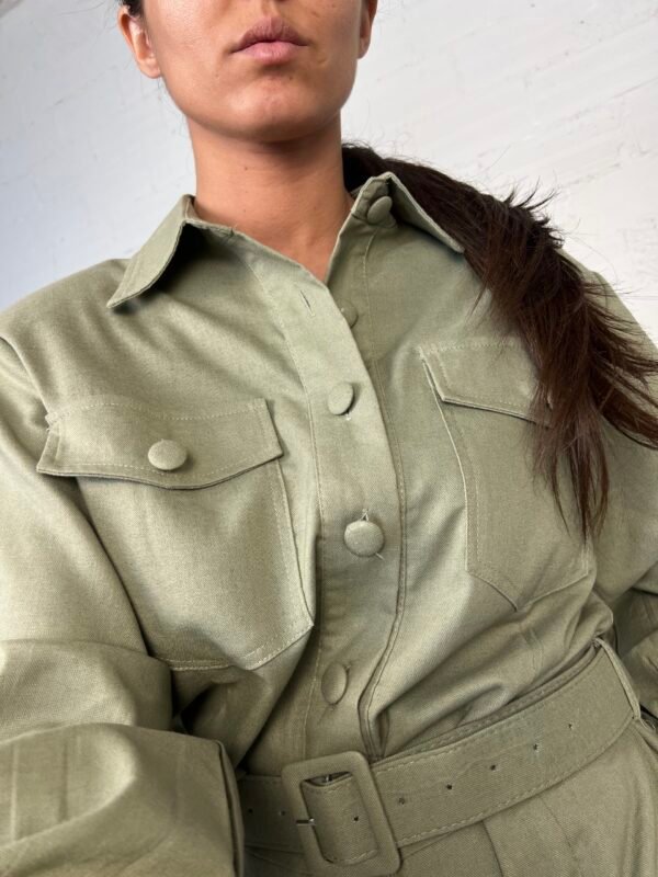 Linen khaki jumpsuit