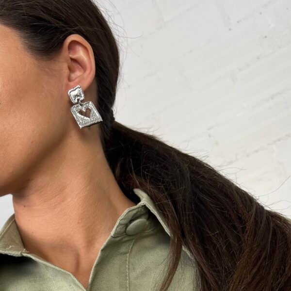 Heart silver earrings