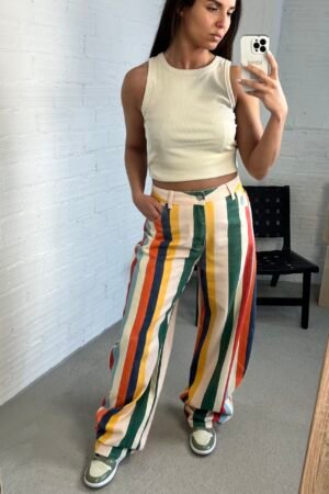 Multicolor striped denim