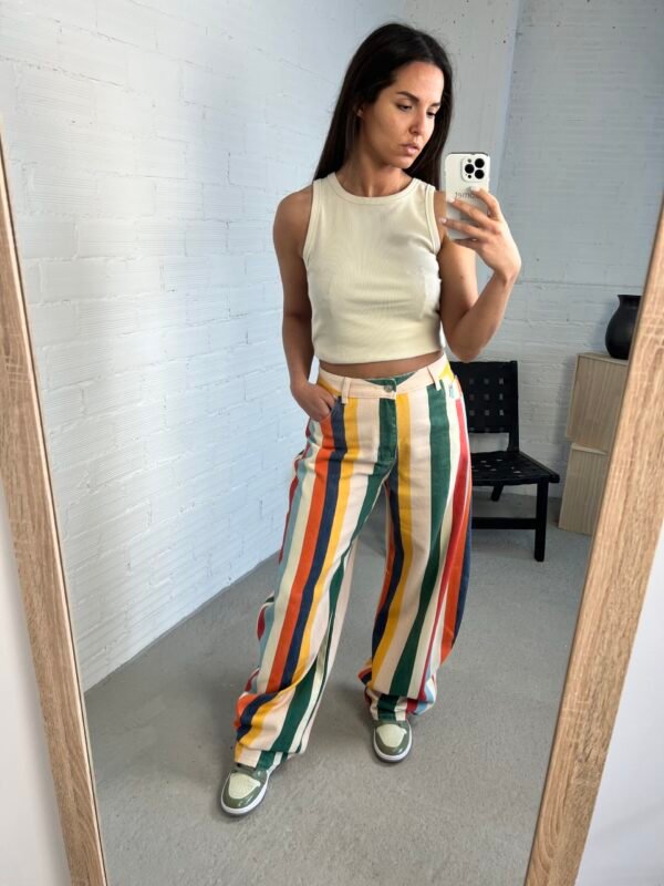 Multicolor striped denim