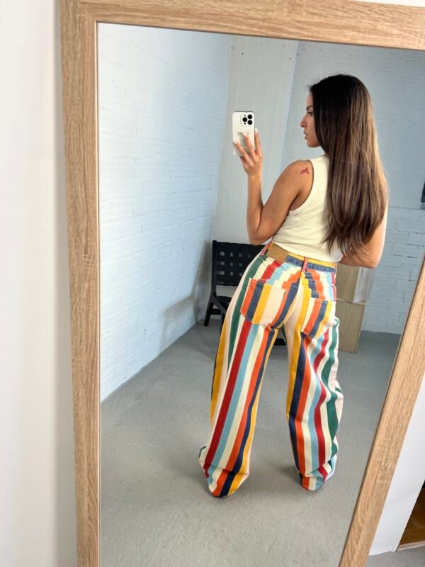 Multicolor striped denim