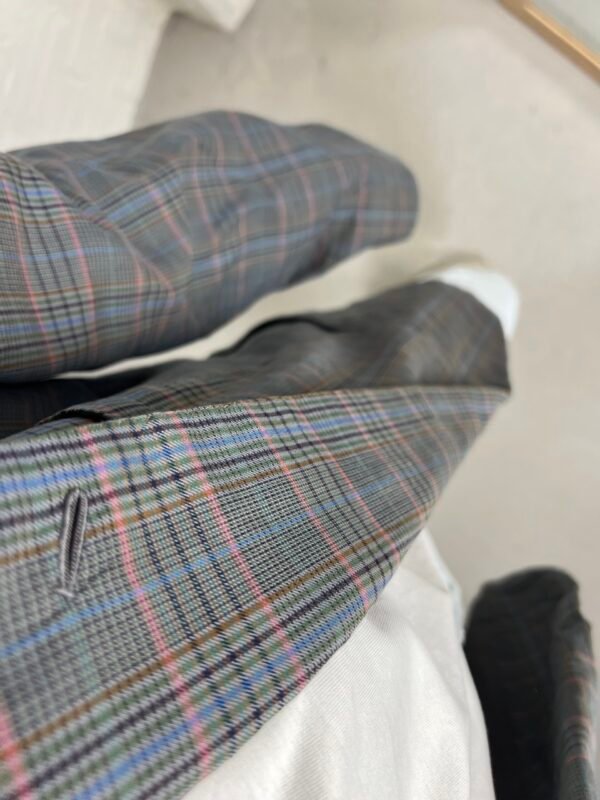 Grey blue checkered blazer
