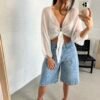 Silk mesh white top