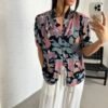 Floral pink-black shirt