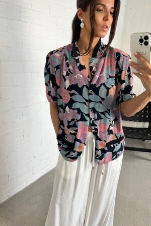 Floral pink-black shirt
