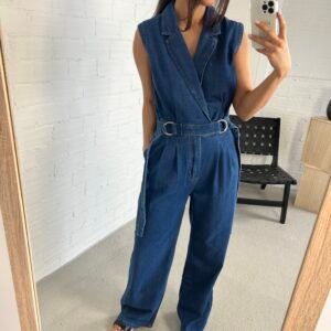 Denim sleeveless jumpsuit
