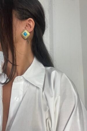 Blue marble earrings