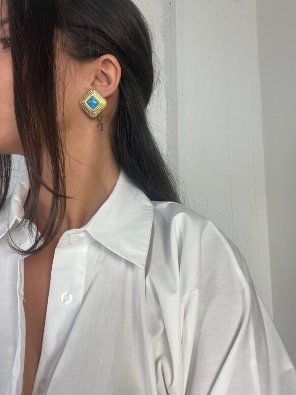 Blue marble earrings